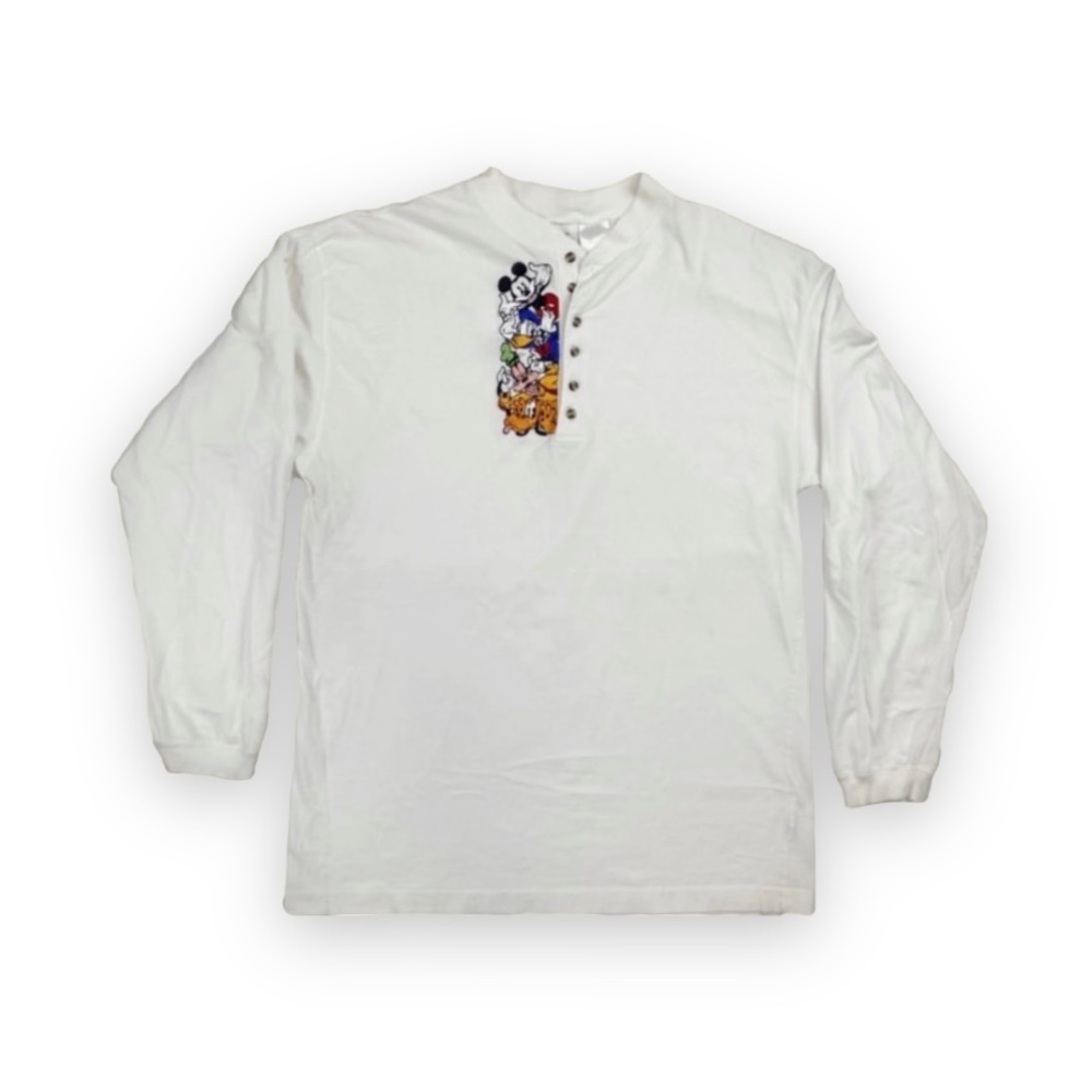 Disney Embroidered Character Button Up Long Sleeve Size L Mens Minor Flaws